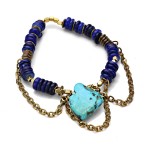 Turquoise Stone Shell Beads Fringe Antique Bracelet